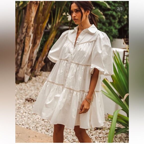 Brand new with Tags Sofie the Label White Balloon Sleeve Mini Dress Size Medium - Picture 1 of 16